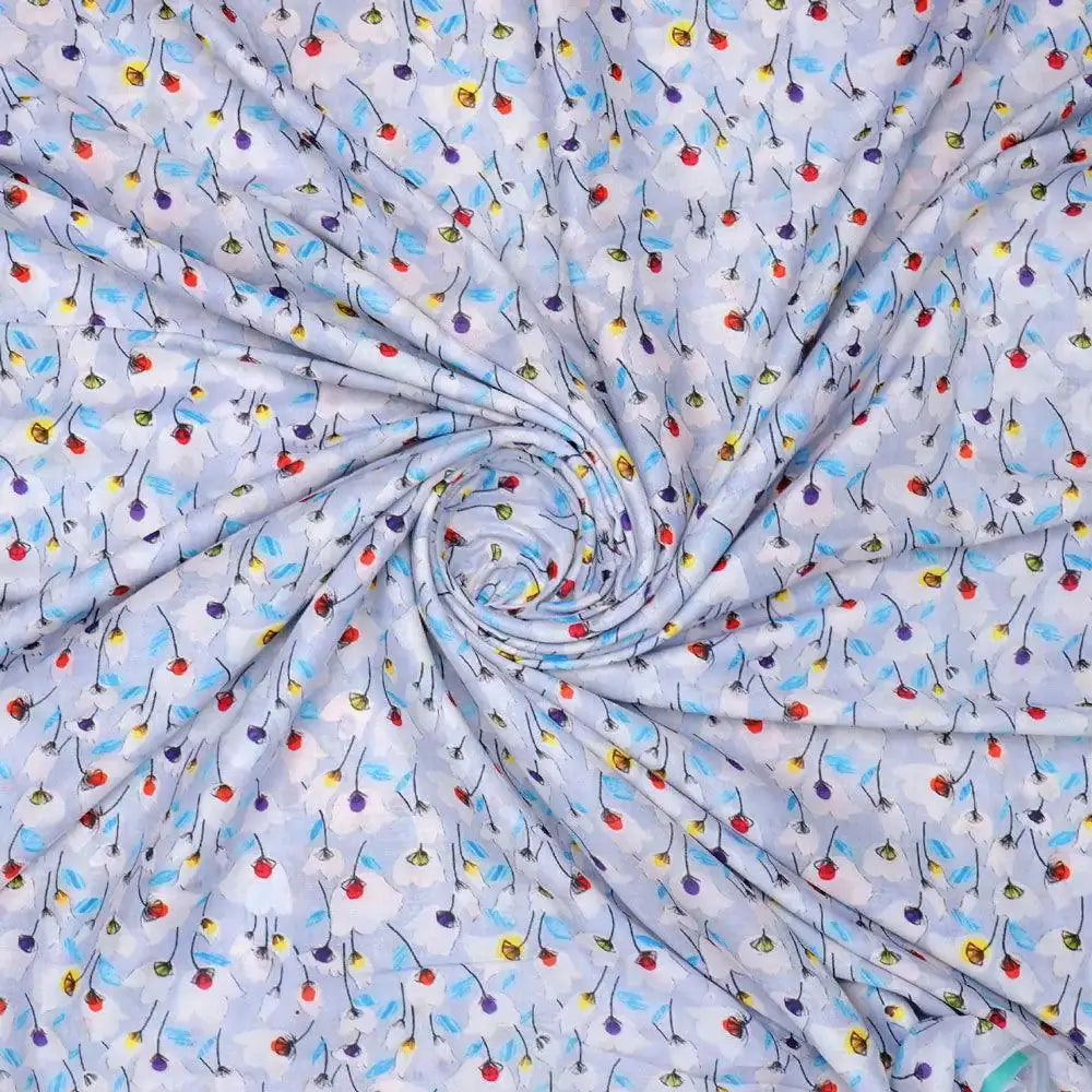 Winter White Flower Print Digital Printed Fabric  - Kora Silk – ks 0 ta0953 110 winter white flower print digital printed fabric kora silk 1