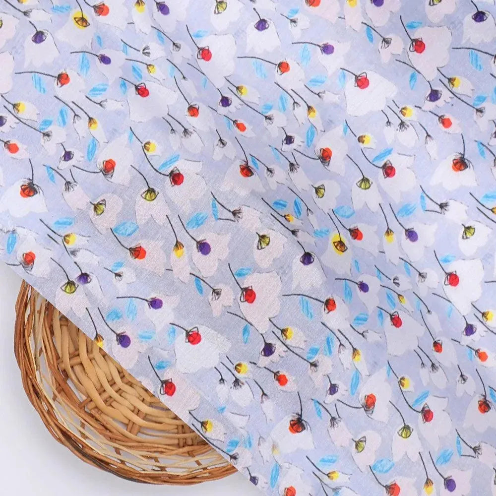 Winter White Flower Print Digital Printed Fabric  - Kora Silk – ks 0 ta0953 110 winter white flower print digital printed fabric kora silk 2