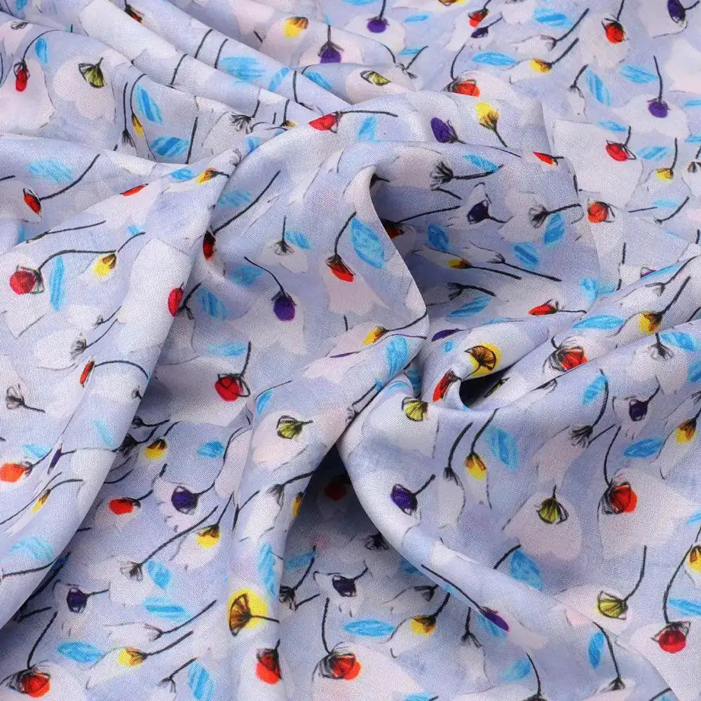 Winter White Flower Print Digital Printed Fabric  - Kora Silk – ks 0 ta0953 110 winter white flower print digital printed fabric kora silk 3