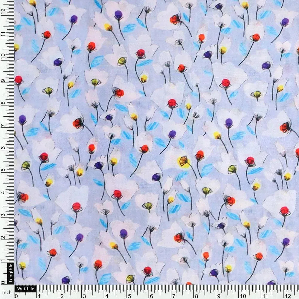 Winter White Flower Print Digital Printed Fabric  - Kora Silk – ks 0 ta0953 110 winter white flower print digital printed fabric kora silk 4