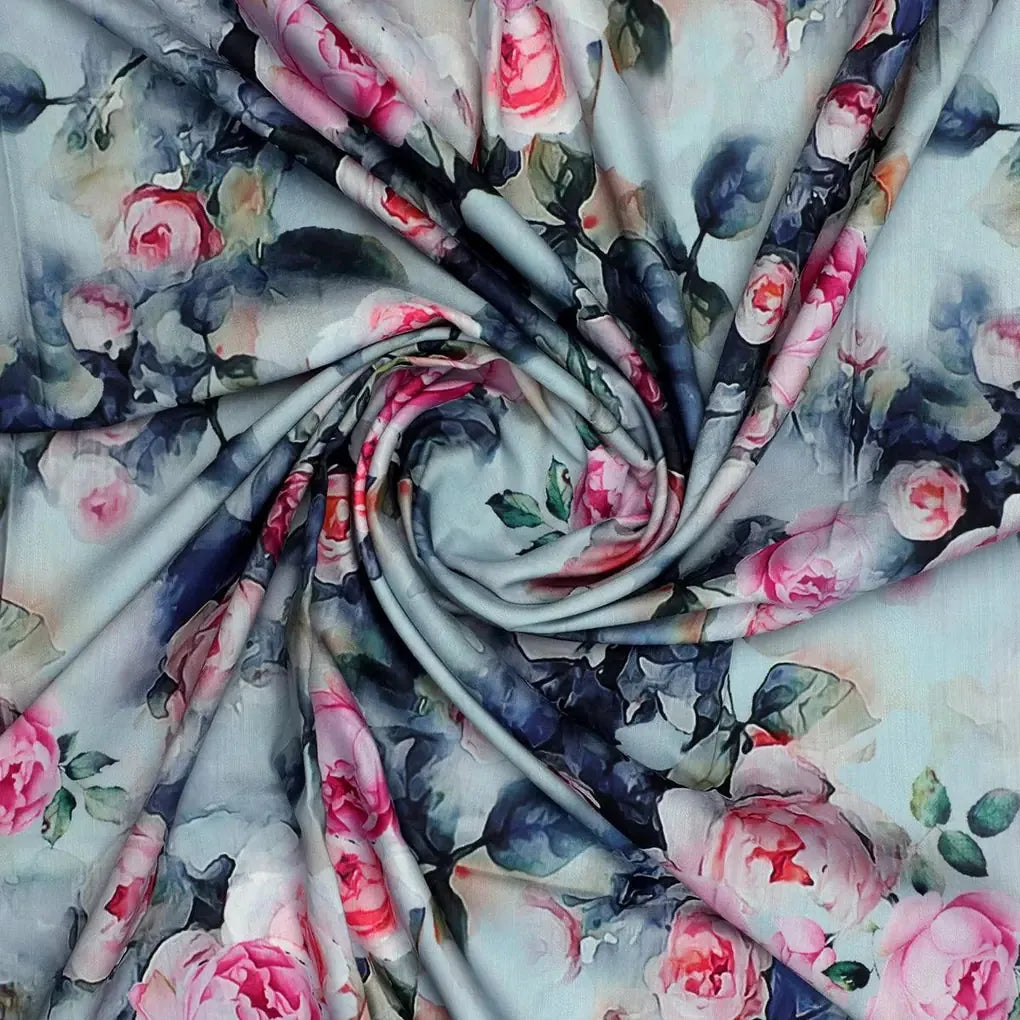 Pink And Peach Rose Allover Digital Printed Fabric - Kora Silk – ks 0 ta6801p1 110 pink and peach rose allover digital printed fabric kora silk 1