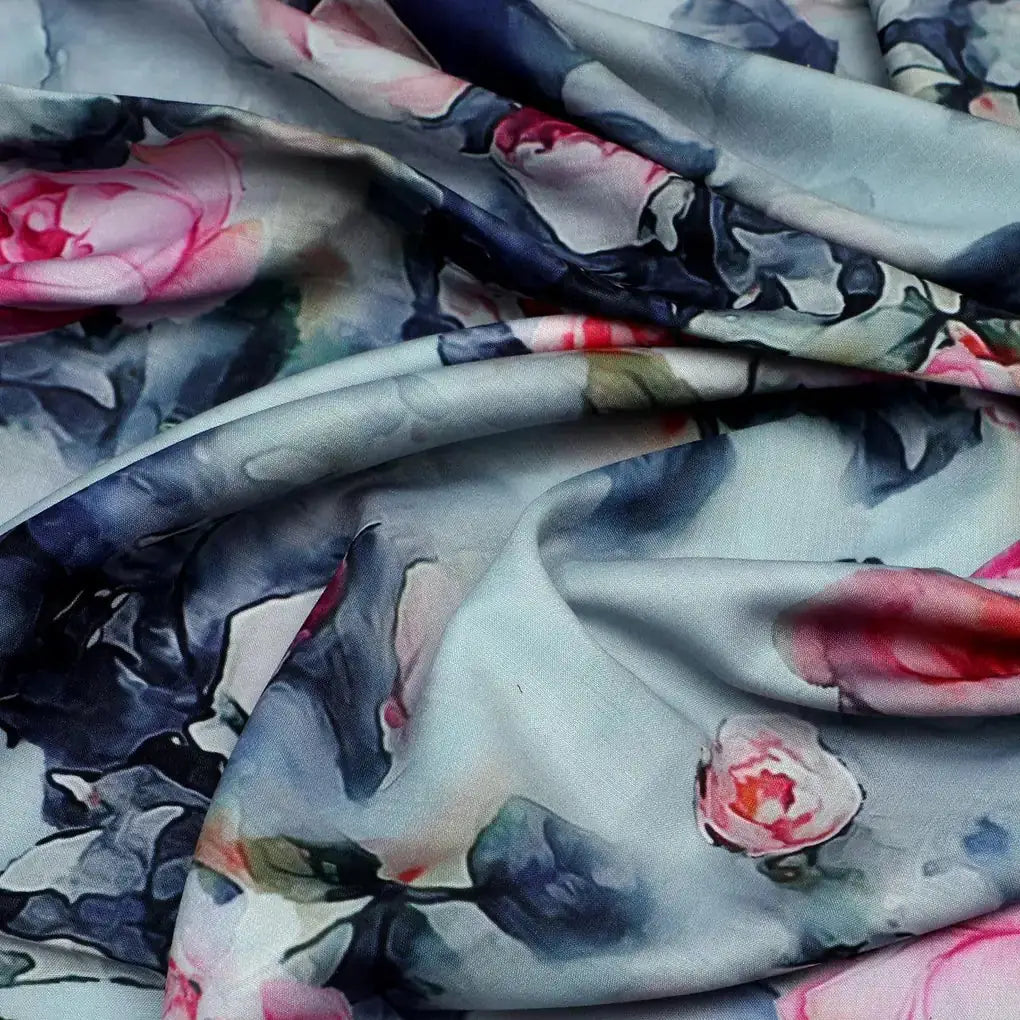Pink And Peach Rose Allover Digital Printed Fabric - Kora Silk – ks 0 ta6801p1 110 pink and peach rose allover digital printed fabric kora silk 3