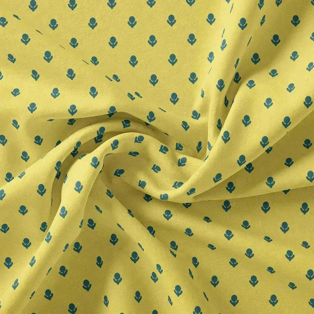 Lemon Yellow Small And Single Motif Allover Digital Printed Fabric - Kora Silk – ks 0 ta7590p2 110 lemon yellow small and single motif allover digital printed fabric kora silk 1