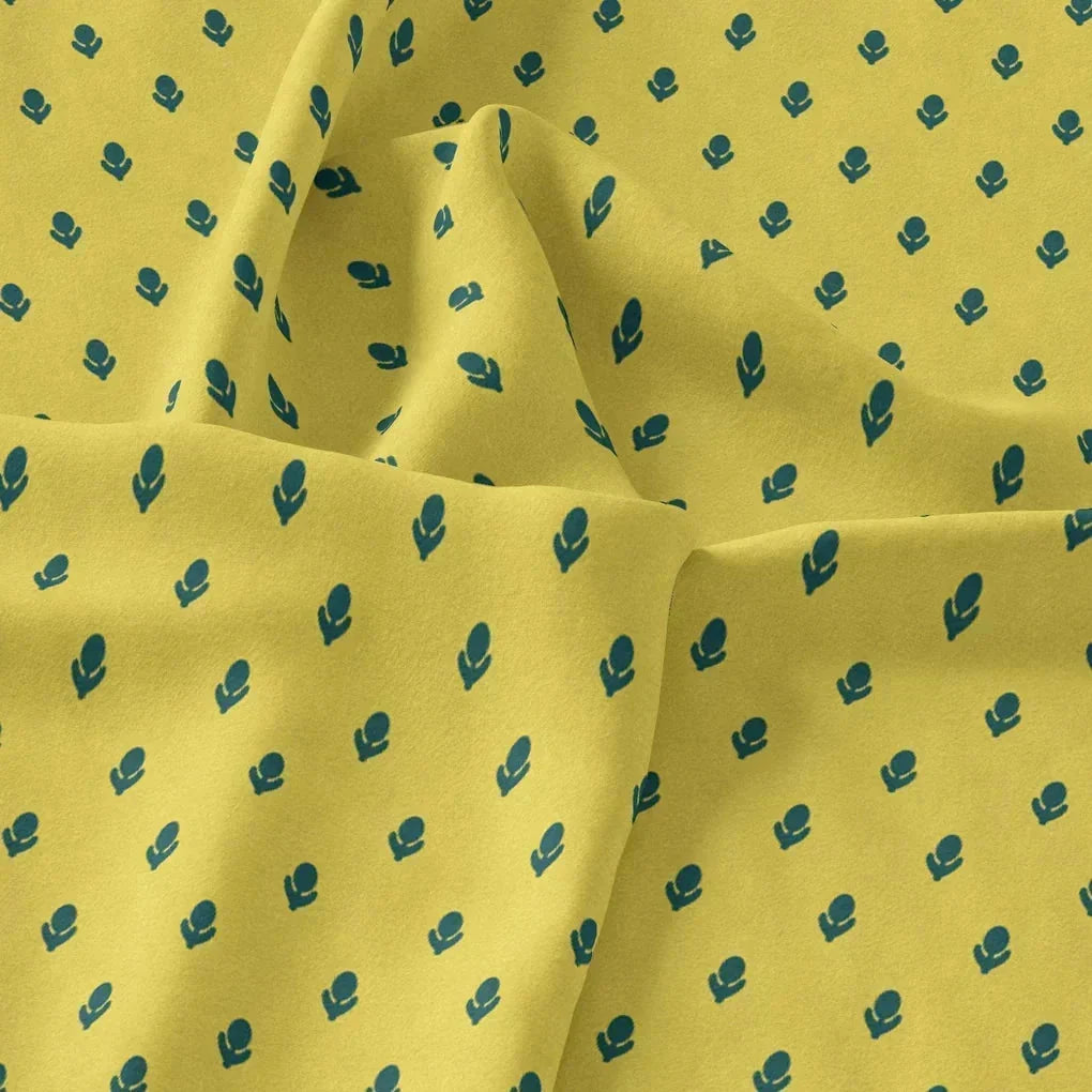 Lemon Yellow Small And Single Motif Allover Digital Printed Fabric - Kora Silk – ks 0 ta7590p2 110 lemon yellow small and single motif allover digital printed fabric kora silk 3