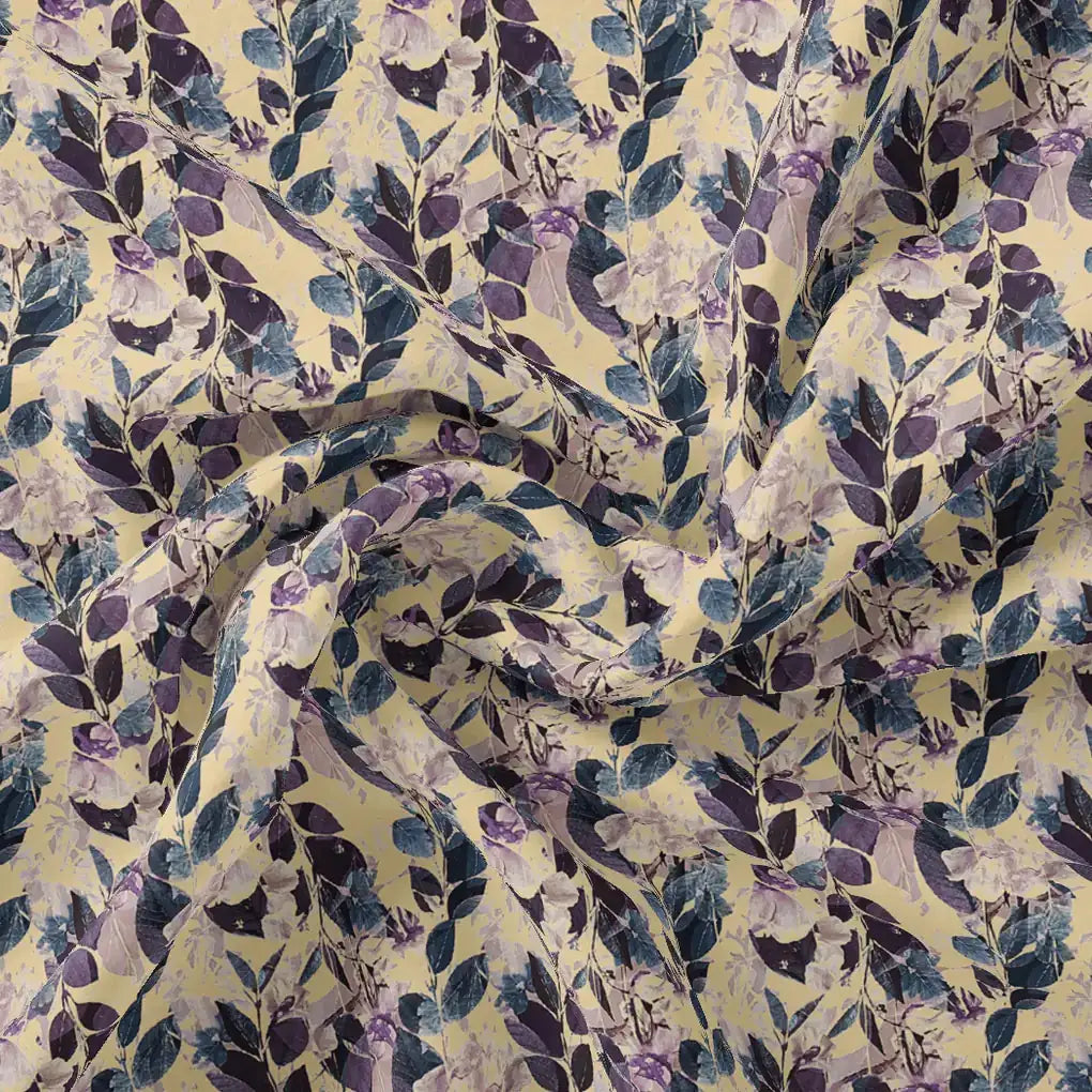 Purple Leaves Linen Printed Fabric Material – li 0 ma013948 110 purple leaves linen printed fabric material 1