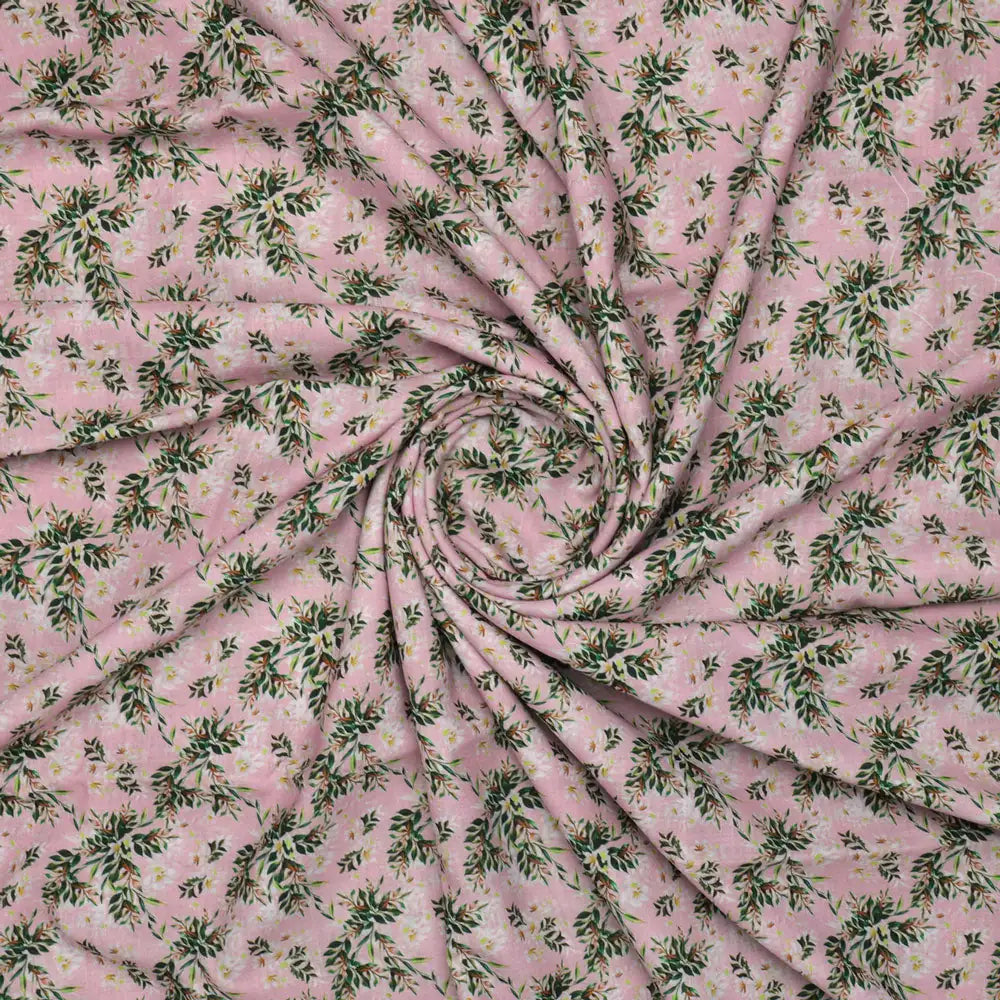Pink Leaves Linen Printed Fabric Material – li 0 ma014006 110 pink leaves linen printed fabric material 2