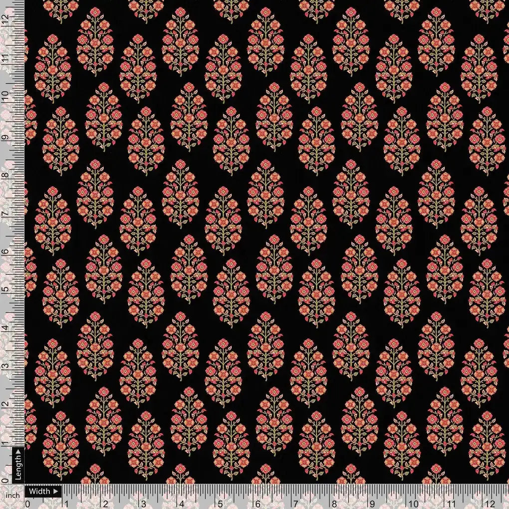 Red Floral Laying Over Black Digital Printed Fabric – mu 0 0ma09632 110 red floral laying over black digital printed fabric 3