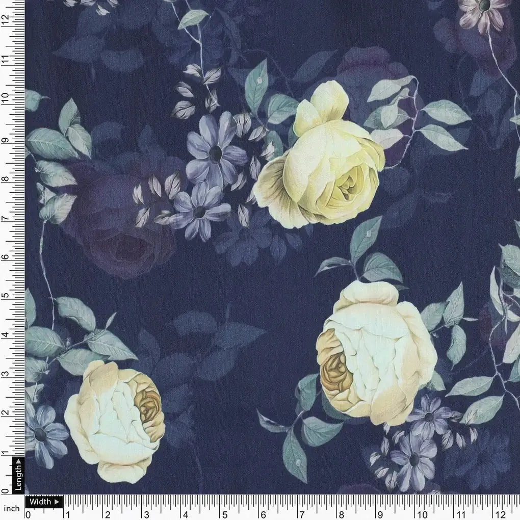 Elegant Floral Over Blue Base Digital Printed Fabric – mu 0 0ta06659p3 110 elegant floral over blue base digital printed fabric 4