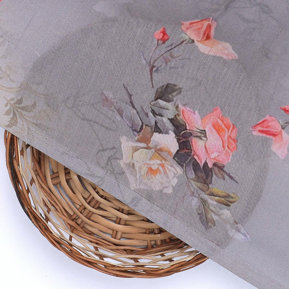 Pixel Floral Laying Over Grey Digital Printed Fabric - FAB VOGUE Studio®