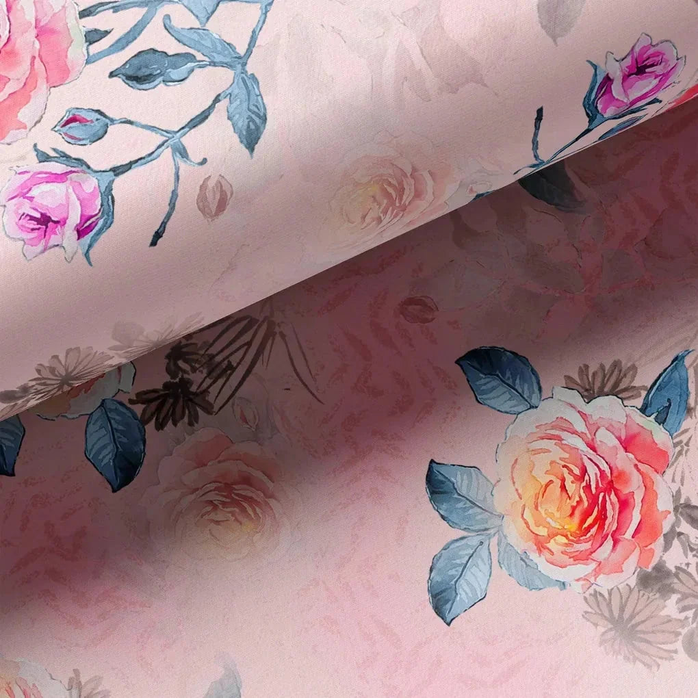 Roses Floating on Pink Base Digital Printed Fabric – mu 0 0ta07124b 110 roses floating on pink base digital printed fabric 3