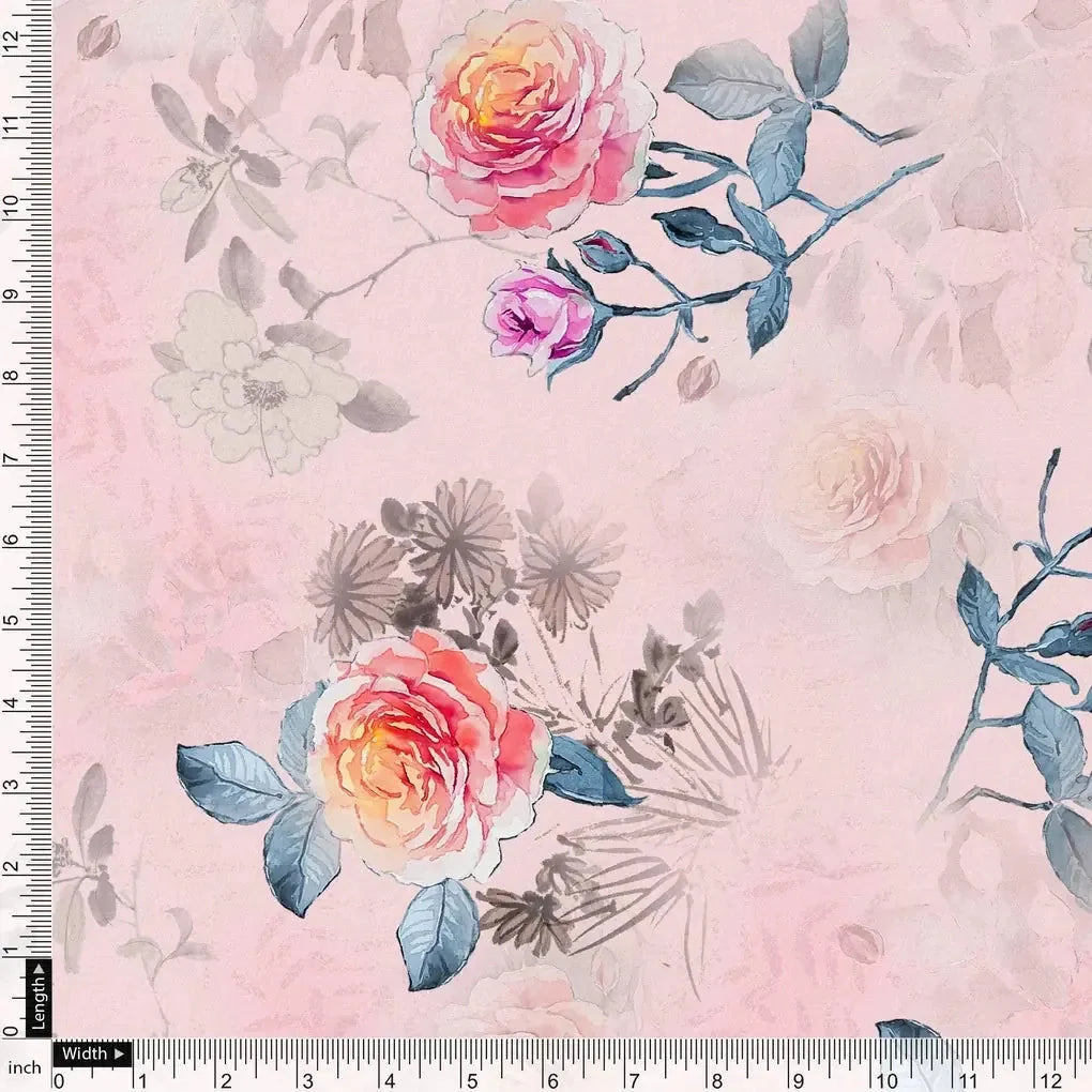 Roses Floating on Pink Base Digital Printed Fabric – mu 0 0ta07124b 110 roses floating on pink base digital printed fabric 4