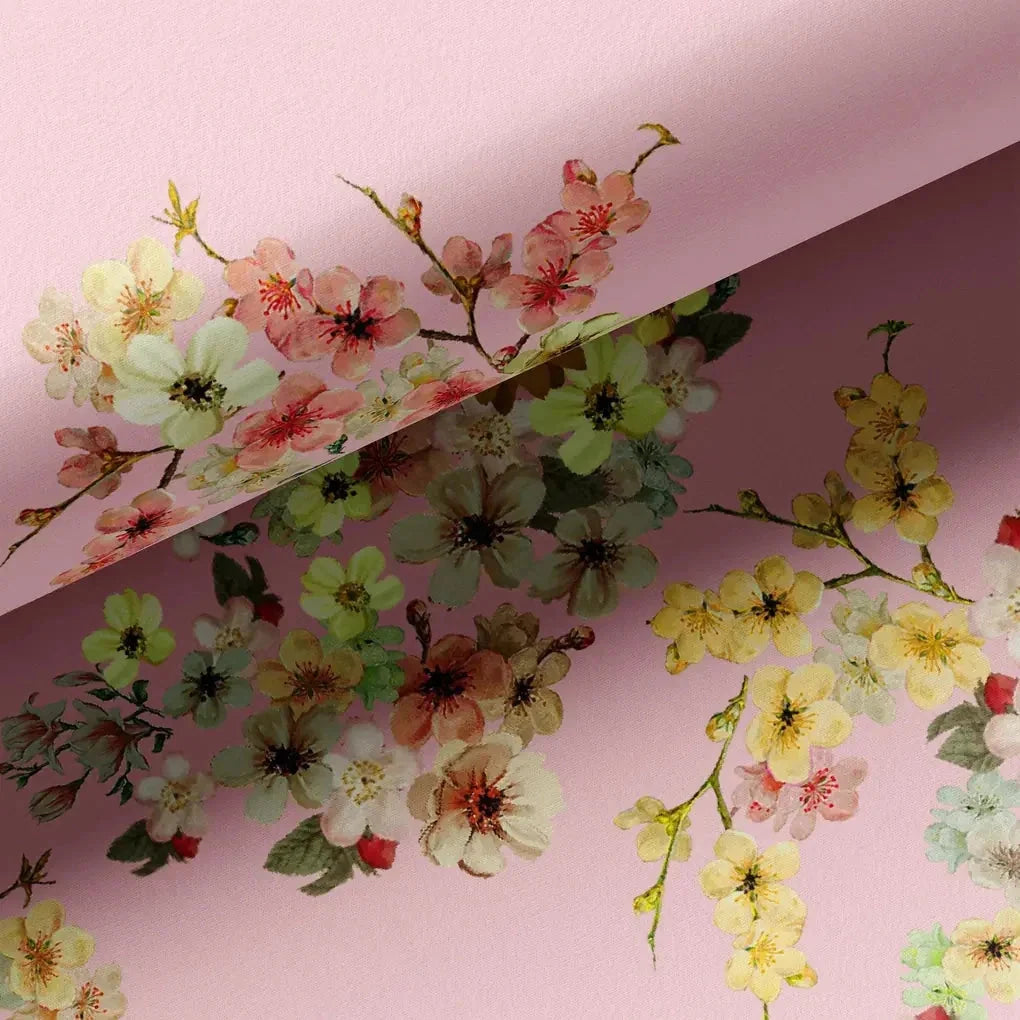 Beautiful Floral Vine Pink Base Digital Printed Fabric – mu 0 0ta7140p6 110 beautiful floral vine pink base digital printed fabric 3