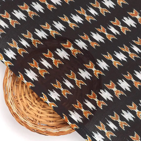 Black Ikat Digital Printed Muslin Fabric – mu 0 fvs202215 110 black ikat digital printed muslin fabric 2 - alternate view
