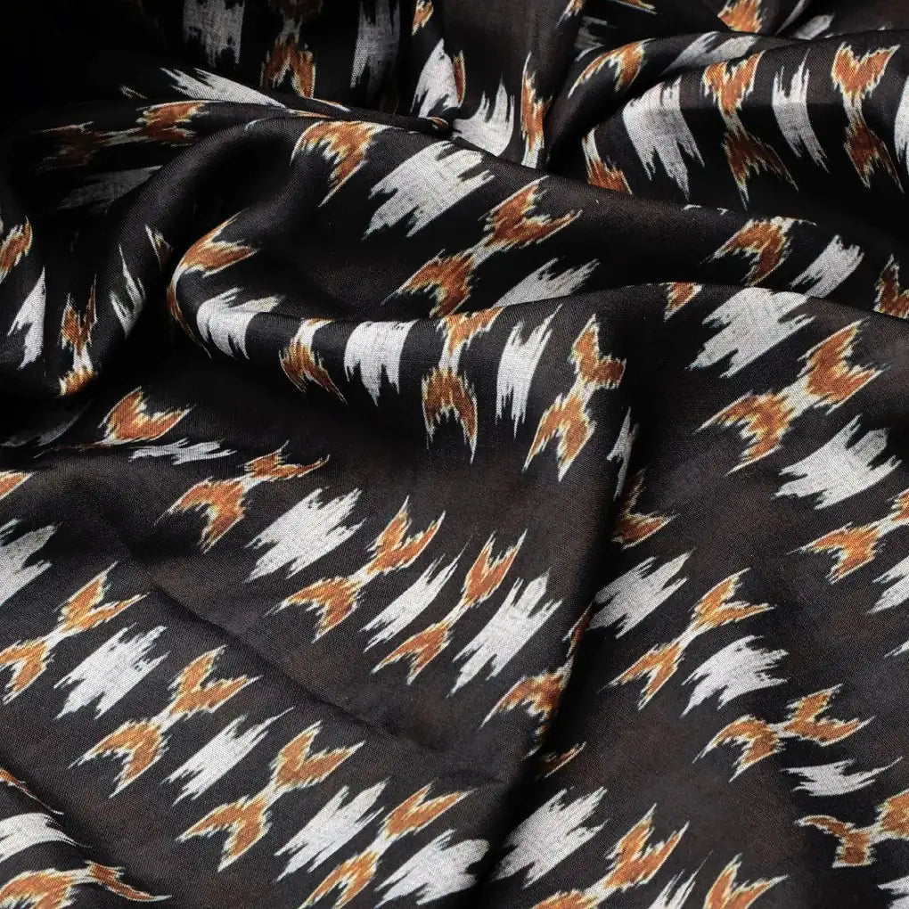 Black Ikat Digital Printed Muslin Fabric – mu 0 fvs202215 110 black ikat digital printed muslin fabric 3