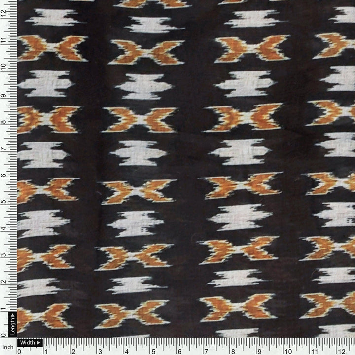Black Ikat Digital Printed Muslin Fabric - FAB VOGUE Studio®