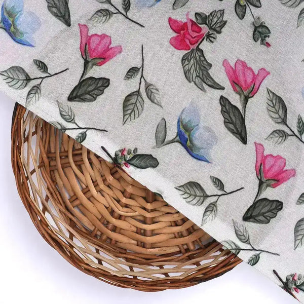 Flower With Olive Leaf Digital Printed Fabric - Muslin – mu 0 ma0109 110 flower with olive leaf digital printed fabric muslin 1