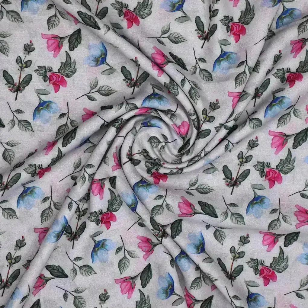 Flower With Olive Leaf Digital Printed Fabric - Muslin – mu 0 ma0109 110 flower with olive leaf digital printed fabric muslin 3