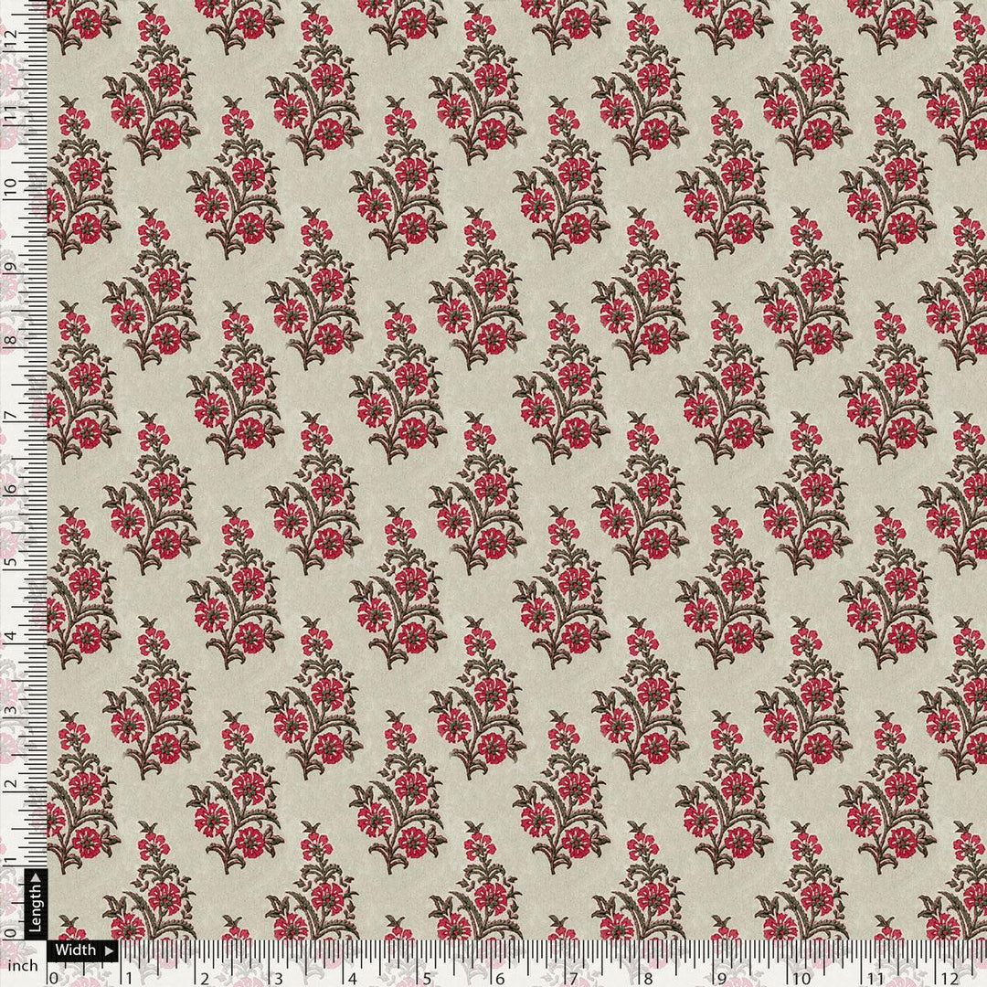 Tan Flower Poly Muslin Printed Fabric - FAB VOGUE Studio®