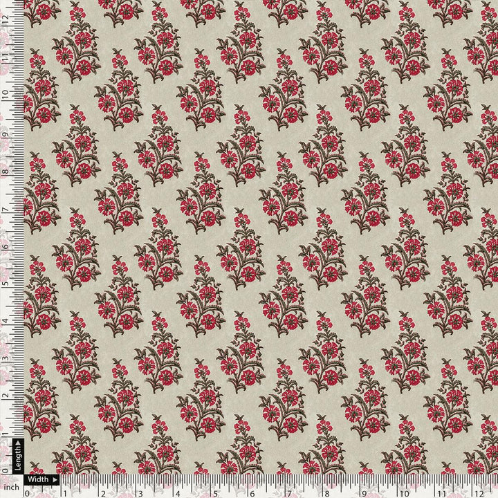 Tan Flower Poly Muslin Printed Fabric - FAB VOGUE Studio®
