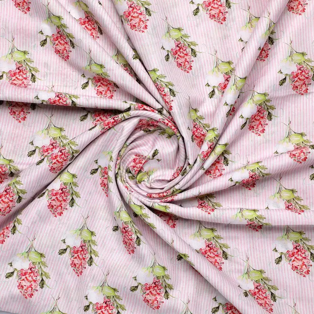 Pink Flower Pack With Stripes Digital Printed Fabric  - Muslin – mu 0 ma012731 110 pink flower pack with stripes digital printed fabric muslin 1