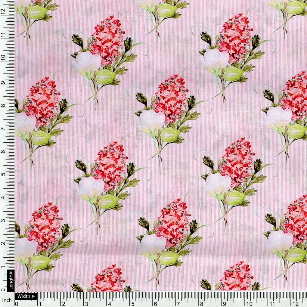 Pink Flower Pack With Stripes Digital Printed Fabric  - Muslin – mu 0 ma012731 110 pink flower pack with stripes digital printed fabric muslin 4