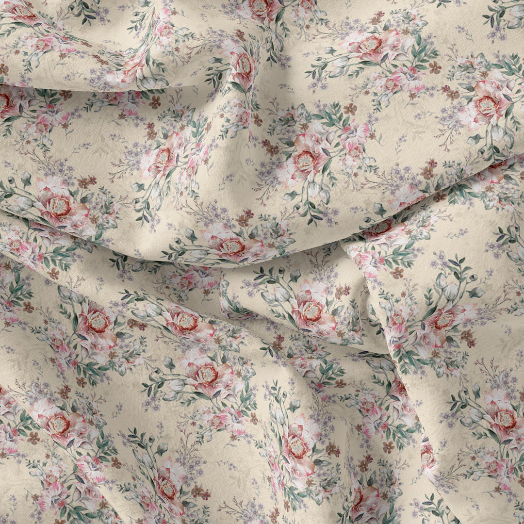 Cool Summer Carnation Flower Digital Printed Fabric - Poly Muslin - FAB VOGUE Studio®