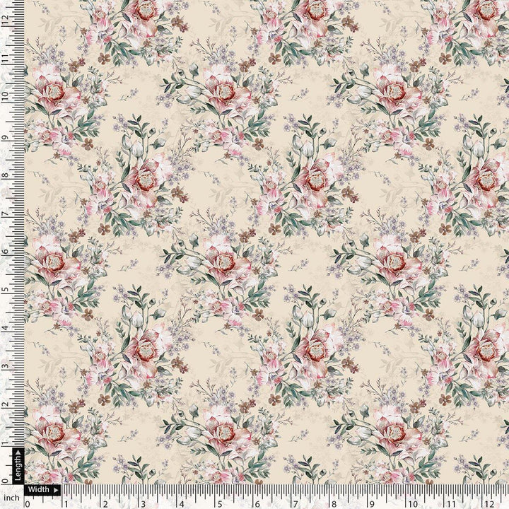 Cool Summer Carnation Flower Digital Printed Fabric - Poly Muslin - FAB VOGUE Studio®