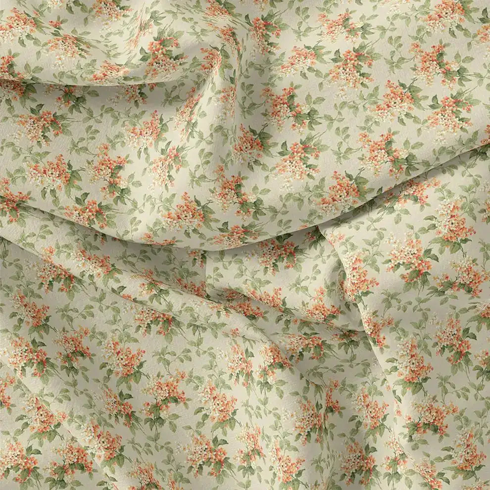 Painted Orange Flower Chintz Digital Printed Fabric  - Muslin – mu 0 ma013660 110 painted orange flower chintz digital printed fabric muslin 1