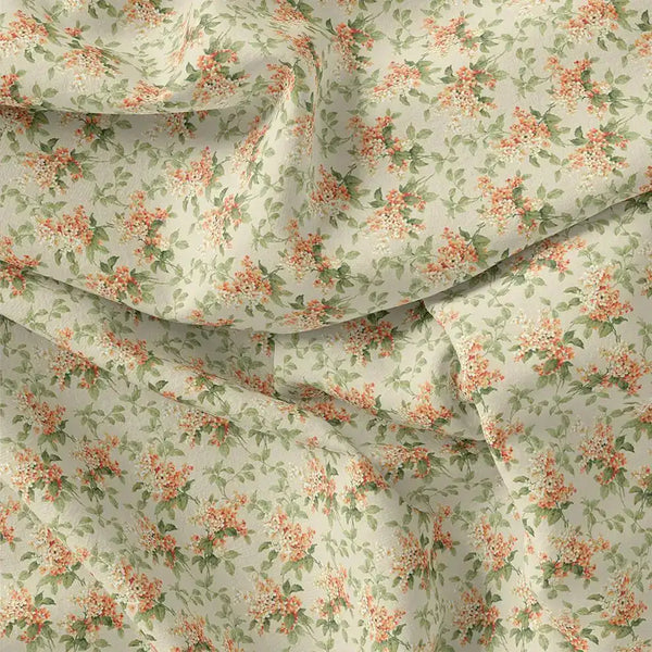 Painted Orange Flower Chintz Digital Printed Fabric  - Muslin – mu 0 ma013660 110 painted orange flower chintz digital printed fabric muslin 1