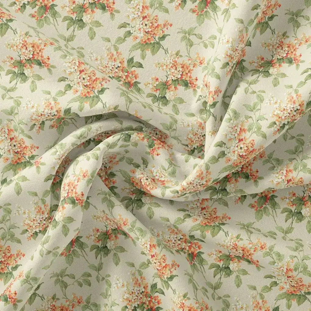 Painted Orange Flower Chintz Digital Printed Fabric  - Muslin – mu 0 ma013660 110 painted orange flower chintz digital printed fabric muslin 3