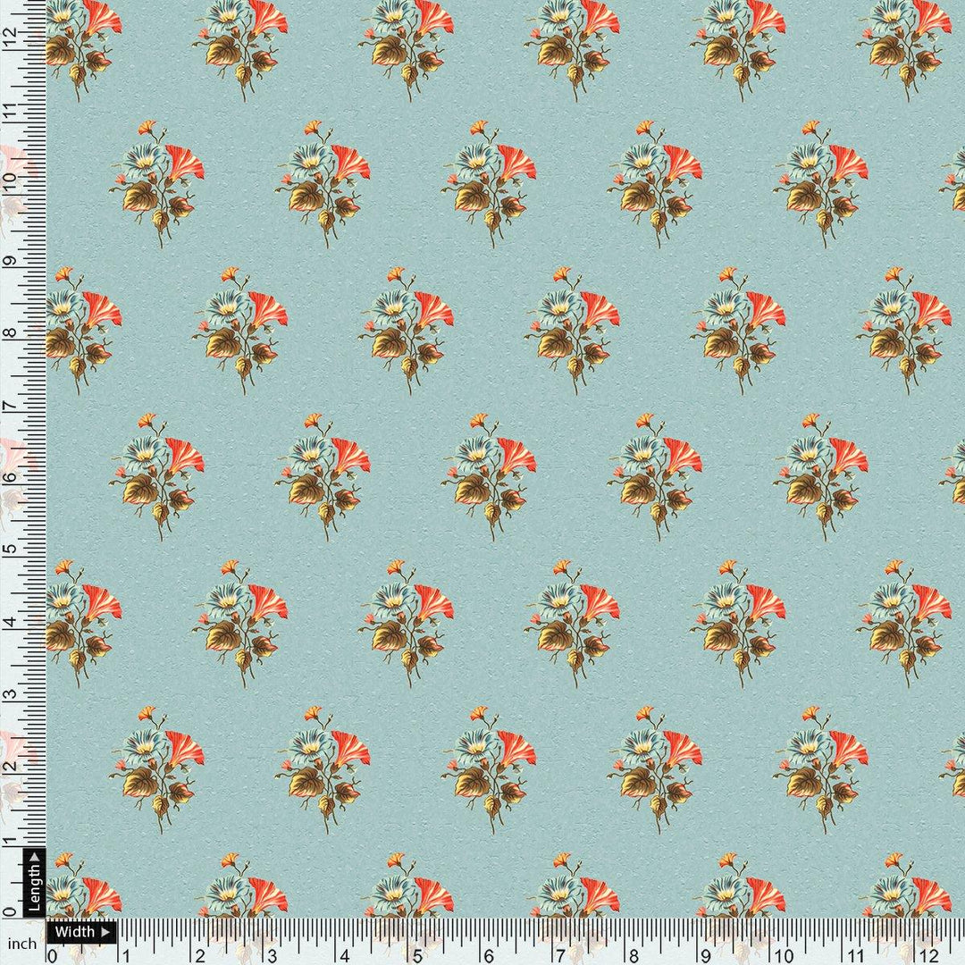 Vintage Flower Repeat Digital Printed Fabric - Muslin - FAB VOGUE Studio®