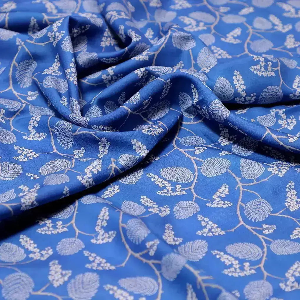 White Jasud Flower With Stalk Digital Printed Fabric - Muslin – mu 0 ma02863p3 110 white jasud flower with stalk digital printed fabric muslin 3