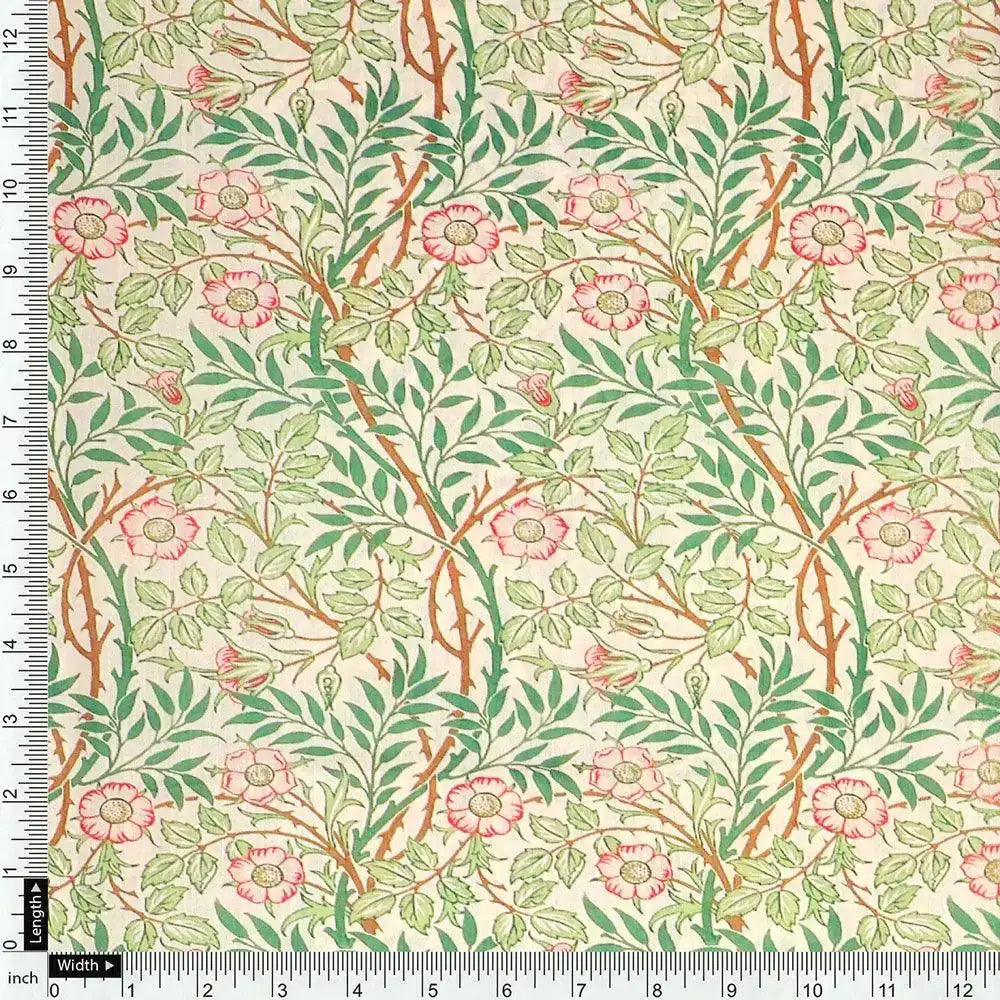 Western Flowers Small Leaves Digital Printed Fabric - Muslin – mu 0 ta 05994 110 western flowers small leaves digital printed fabric muslin 4