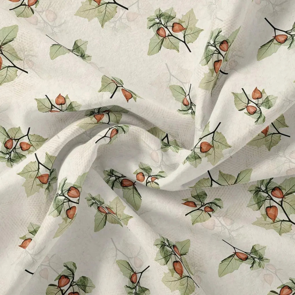 Colico Bunch Green With Orange Seads Digital Printed Fabric - Muslin – mu 0 ta 06264 110 colico bunch green with orange seads digital printed fabric muslin 1