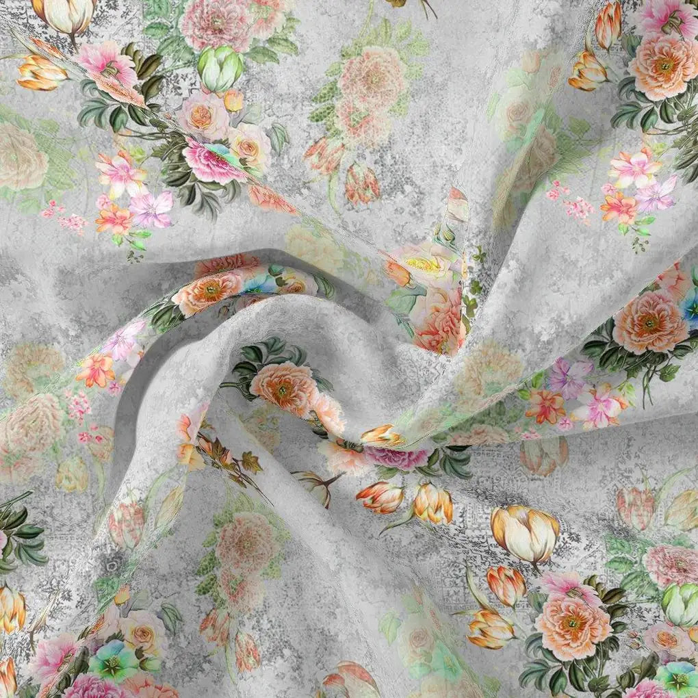 Colico Blue Rose With Purple Digital Printed Fabric - Muslin – mu 0 ta 06505p4 110 colico blue rose with purple digital printed fabric muslin 3