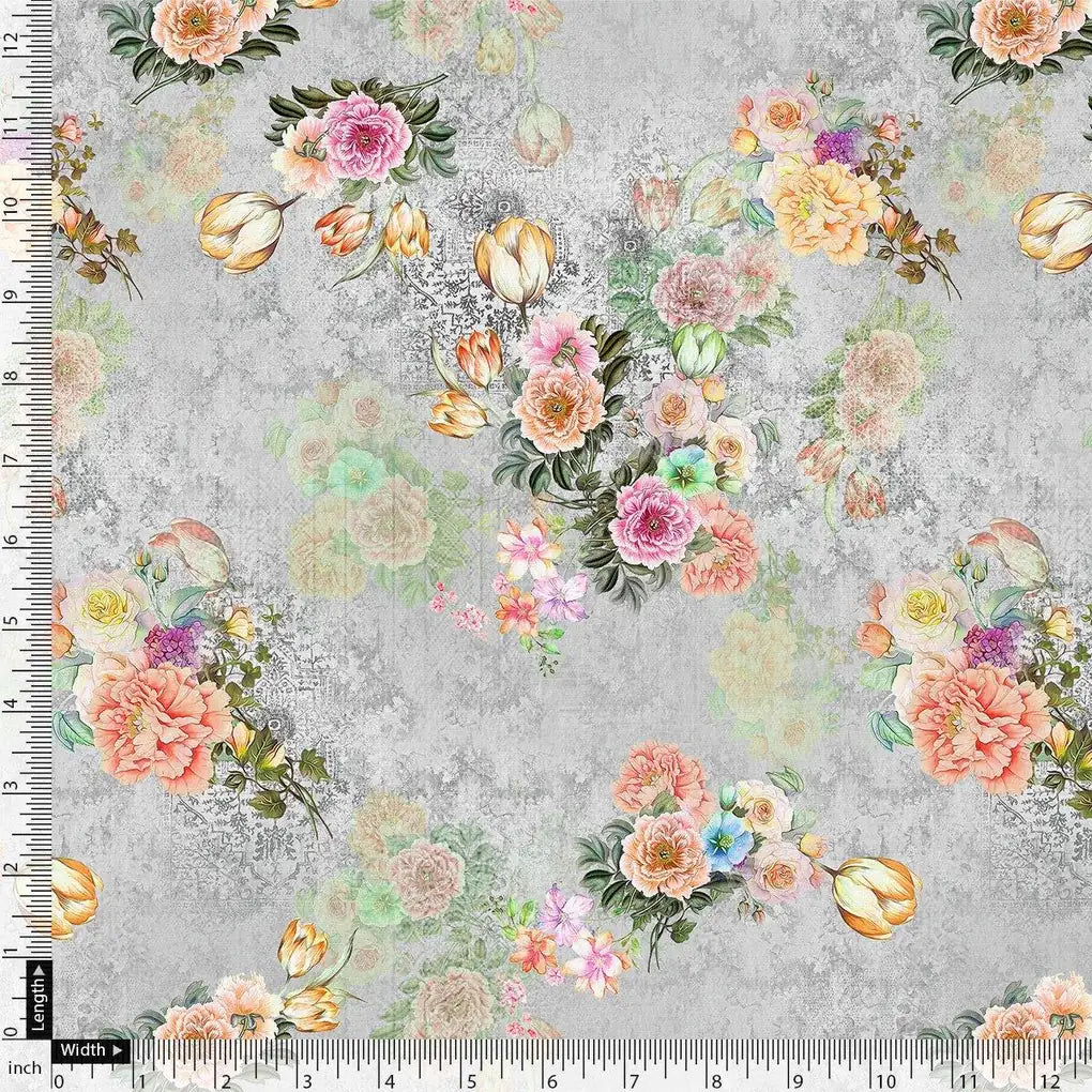 Colico Blue Rose With Purple Digital Printed Fabric - Muslin – mu 0 ta 06505p4 110 colico blue rose with purple digital printed fabric muslin 4