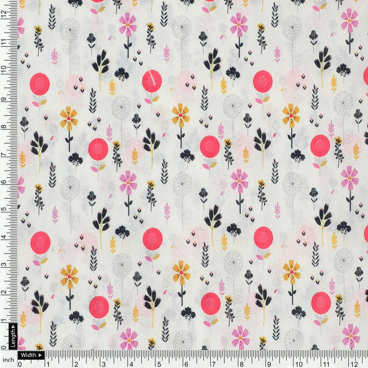 Small Motif Flowers Digital Printed Fabric - FAB VOGUE Studio®