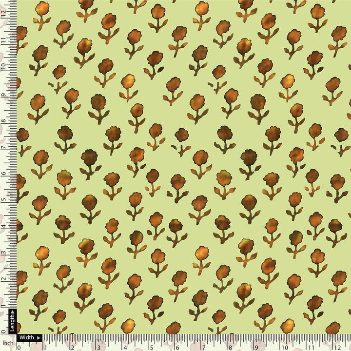 Tiny Golden Flower With Deco Colour Digital Printed Fabric - Poly Muslin - FAB VOGUE Studio®