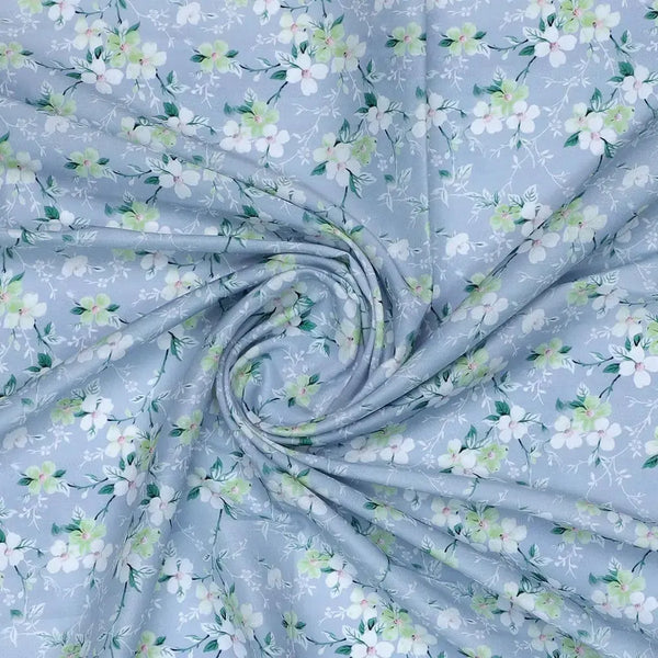 Beautiful White Jasmine Valley Flower Digital Printed Fabric - Muslin – mu 0 ta05677 110 beautiful white jasmine valley flower digital printed fabric muslin 1
