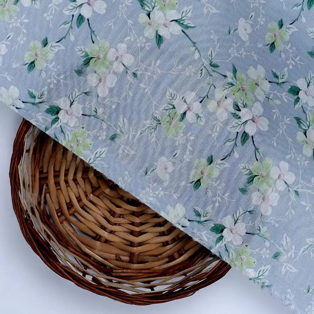 Beautiful White Jasmine Valley Flower Digital Printed Fabric - Muslin – mu 0 ta05677 110 beautiful white jasmine valley flower digital printed fabric muslin 2