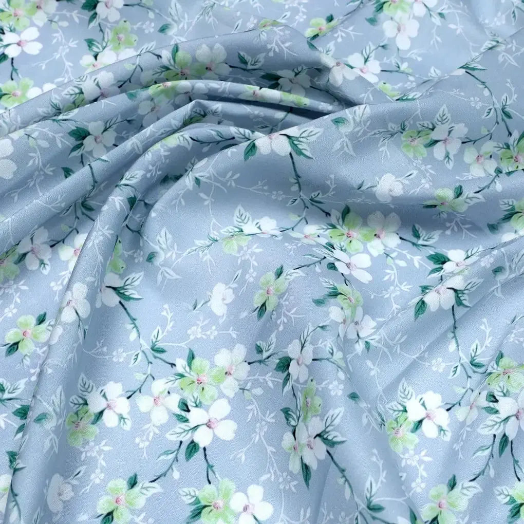 Beautiful White Jasmine Valley Flower Digital Printed Fabric - Muslin – mu 0 ta05677 110 beautiful white jasmine valley flower digital printed fabric muslin 3