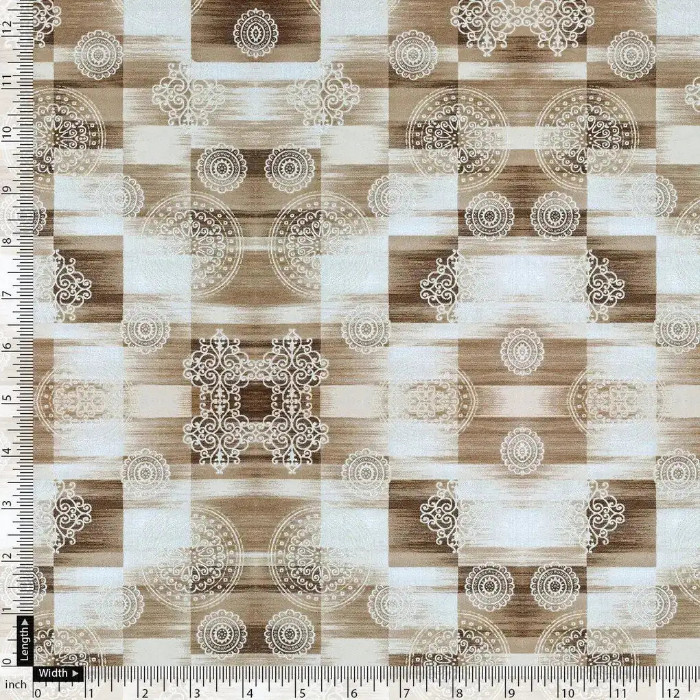Checkered Pattern With Decorative Motifs Digital Printed Fabric - Muslin – mu 0 ta05687 110 checkered pattern with decorative motifs digital printed fabric muslin 4