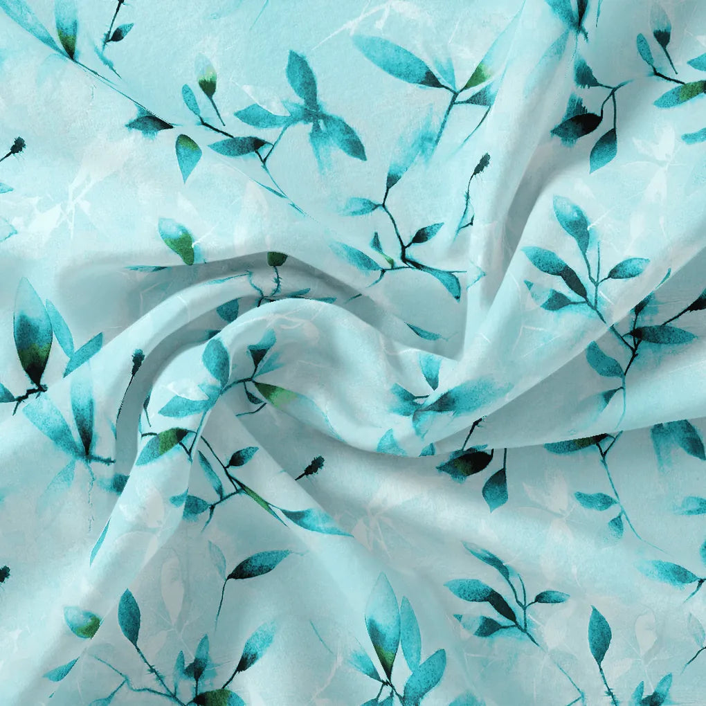 Attractive Sky Blue Leaves Digital Printed Fabric - Poly Muslin – mu 0 ta05861p5 110 attractive sky blue leaves digital printed fabric poly muslin 1
