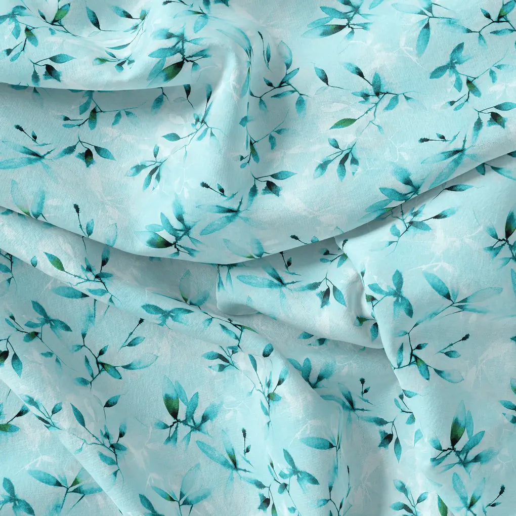 Attractive Sky Blue Leaves Digital Printed Fabric - Poly Muslin – mu 0 ta05861p5 110 attractive sky blue leaves digital printed fabric poly muslin 4