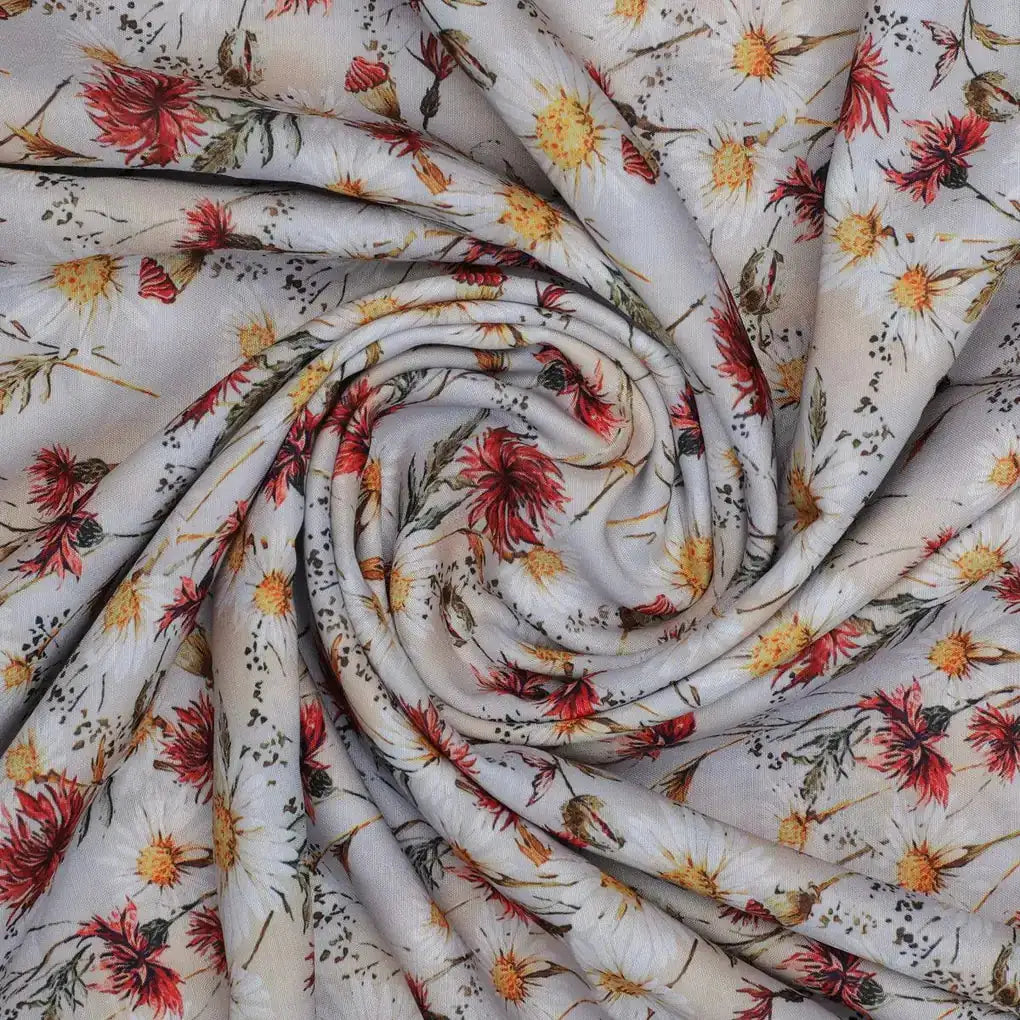 Daisy Branch Of White Flower Digital Printed Fabric - Poly Muslin – mu 0 ta06071 110 daisy branch of white flower digital printed fabric poly muslin 1