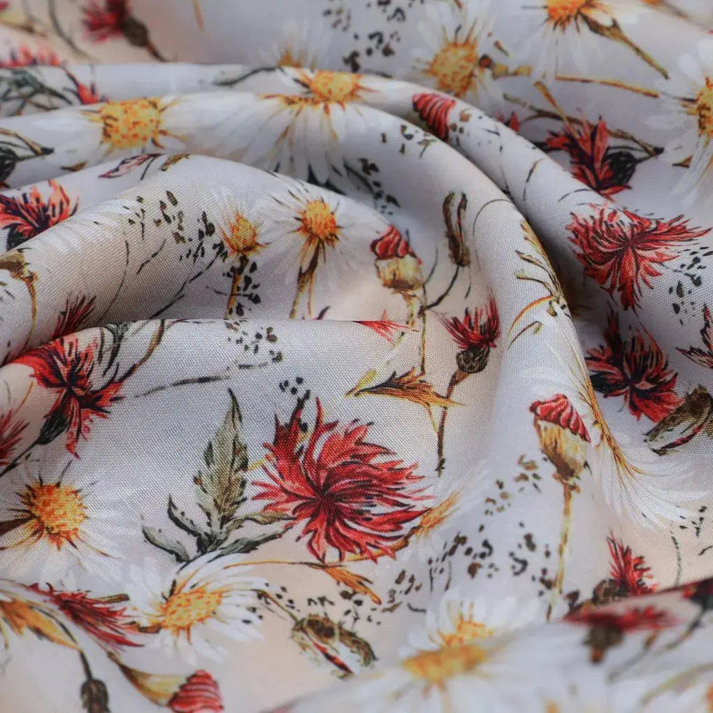 Daisy Branch Of White Flower Digital Printed Fabric - Poly Muslin – mu 0 ta06071 110 daisy branch of white flower digital printed fabric poly muslin 3