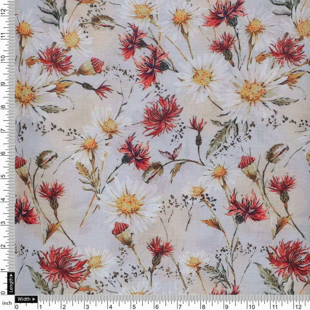 Daisy Branch Of White Flower Digital Printed Fabric - Poly Muslin – mu 0 ta06071 110 daisy branch of white flower digital printed fabric poly muslin 4