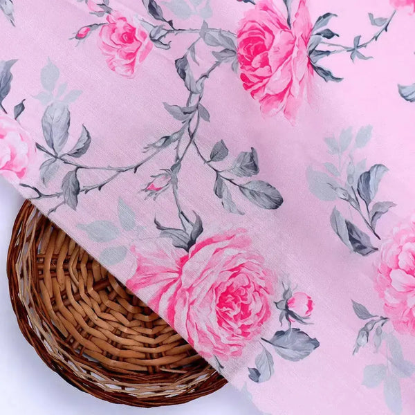 Pink Rose Allover Digital Printed Fabric - Muslin – mu 0 ta06118p2 110 pink rose allover digital printed fabric muslin 2 - alternate view