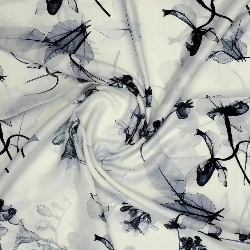 Black Floating Flowers Digital Printed Fabric - Muslin – mu 0 ta06256 110 black floating flowers digital printed fabric muslin 2