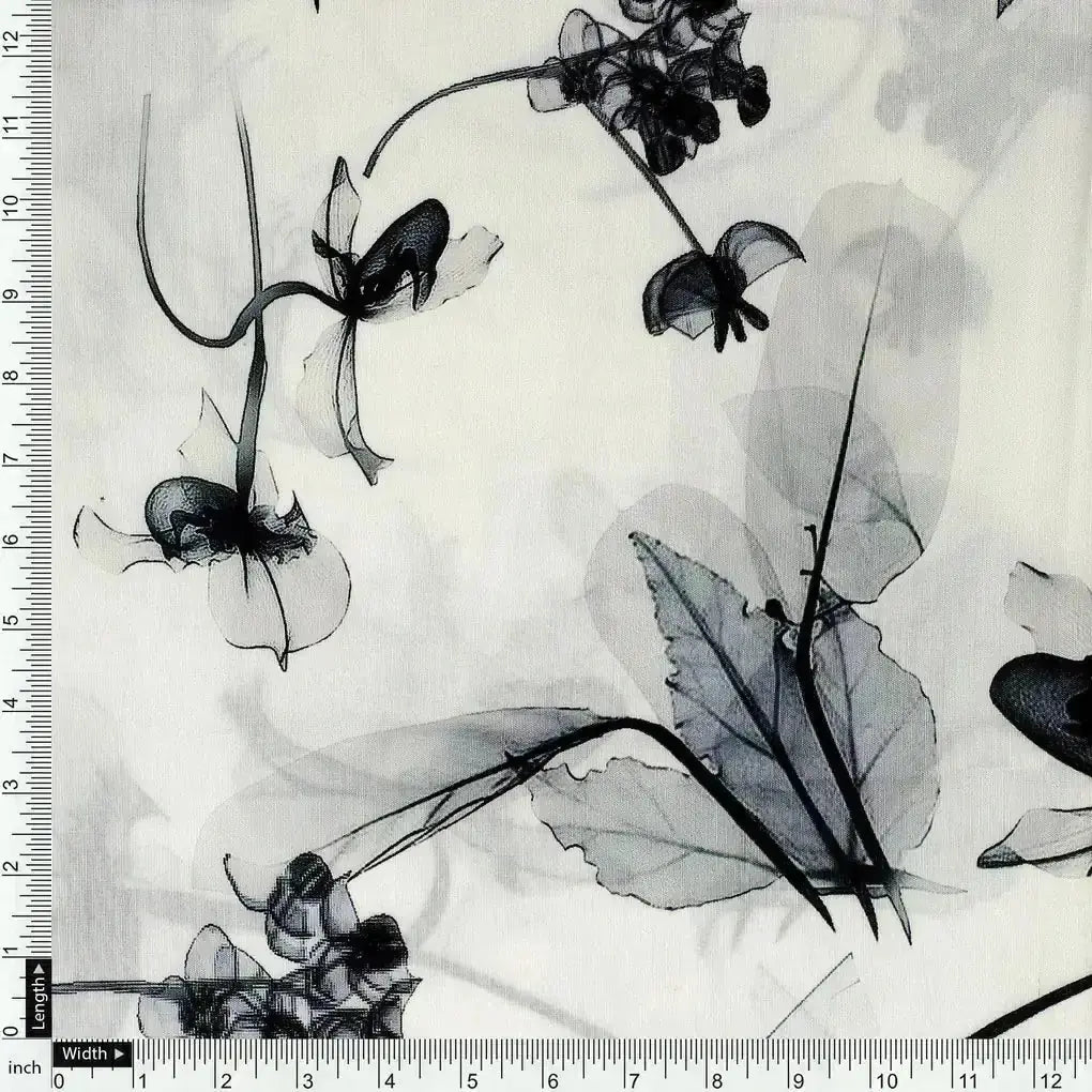 Black Floating Flowers Digital Printed Fabric - Muslin – mu 0 ta06256 110 black floating flowers digital printed fabric muslin 4